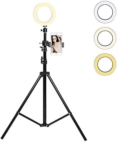 Ring Fill Light Kit with Tripods Stand for Live Streaming, YouTube Video Production, Photography, Online Teaching, Dimmable LED Lighting with Cell Phone Holder