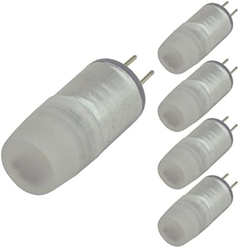 LEDwholesalers G4 Bi-Pin Base Omnidirectional JC 1-Watt LED Light Bulb 10-30V DC (5-Pack), White, 14104WHx5