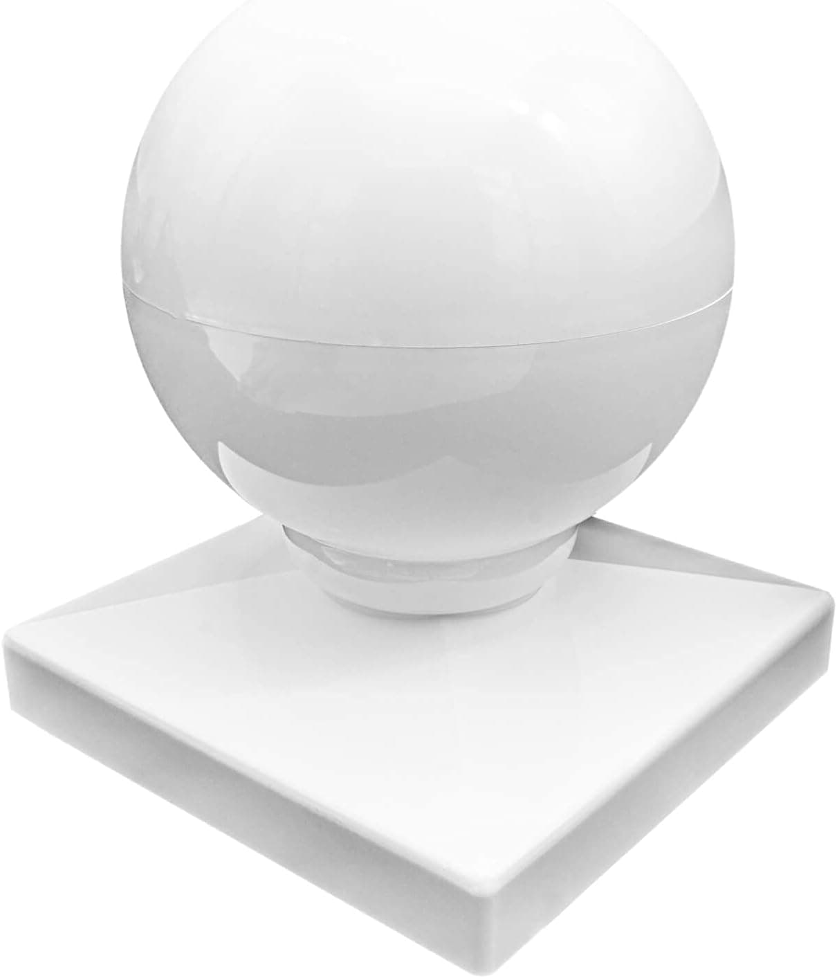 Jake Sales 4" Vinyl Post Cap Ball/Dome Style Post Caps - Vinyl Fence Post Caps for 4" x 4" Vinyl Fence Post - White PVC/Vinyl Fence Post Cap