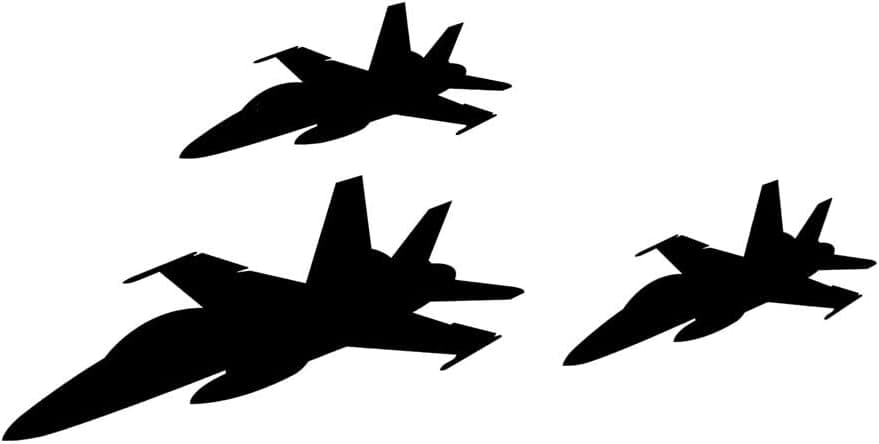 DNVEN 3 Fighter Jets Silhouette Giant F18 Formation Planes Children Learning Moon Wall Decals Stickers Baby Decors Vinlyl Removable Nursery Wall Decals Stickers for Bedroom Kids Room Decor