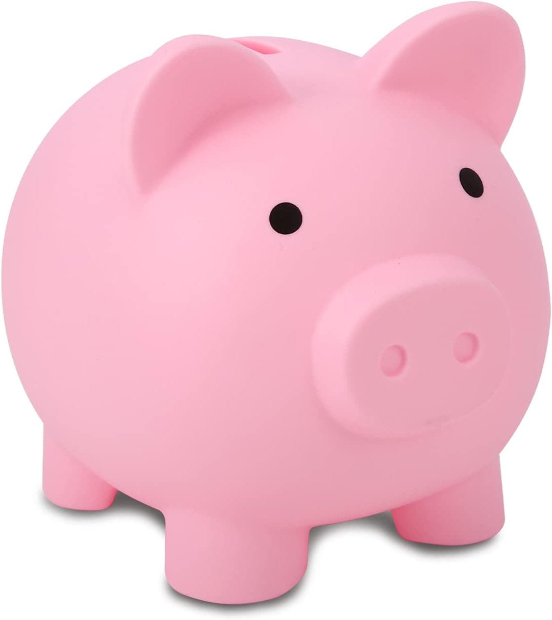Hyrrt Cute Piggy Bank, Unbreakable Plastic Money Bank, Coin Bank for Boys Girls Kids, Children's Shatterproof Savings Toy Bank, Practical Gifts for Birthday, Christmas (Pink)