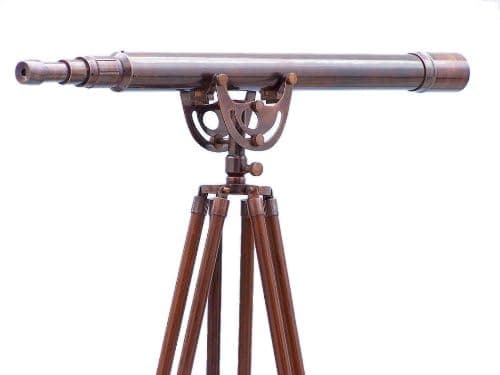 Hampton Nautical Floor Standing Antique Copper Anchormaster Telescope, 65", Copper