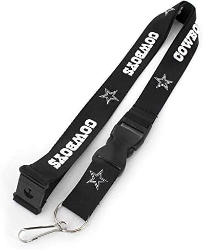Aminco NFL Dallas Cowboys Team Lanyard, Black & White, Size 6