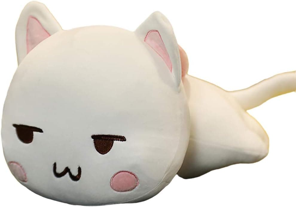 Wgxzyq 10Inch Mini Cat Plush Pillow, Kawaii Cat Plushie Stuffed Animal Toy Gift for Kids Boys Girls Birthday Xmas Gift (White Open Eyes)