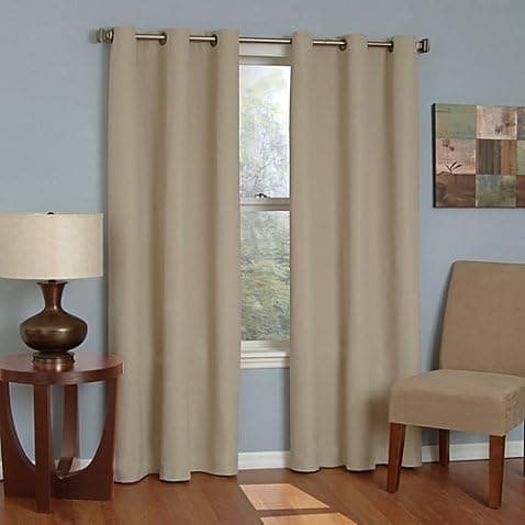 Gorgeous Home (#32) 1 Panel Solid True Beige Thermal Foam Lined Blackout Heavy Thick Window Treatment Curtain Drapes Silver Grommets (95" Length)