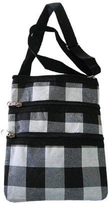 Small Hipster Cross Body Bag Purse Black Buffalo Plaid