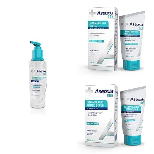 Asepxia GEN Daily Facial Cleanser, Moisturizing Mattifying Cream, Facial Exfoliating Scrub Gel for Oily Skin