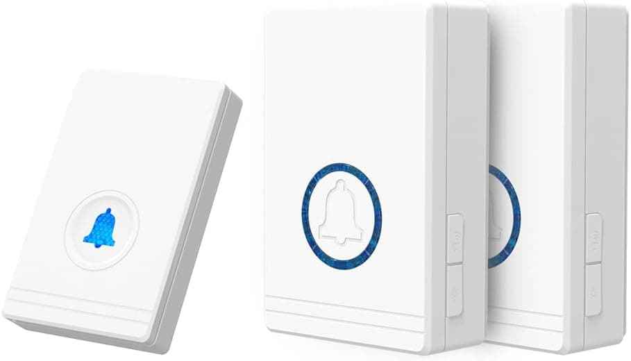 Wireless Doorbell Door Bell Ringer Waterproof Doorbell Button Lighted 1,300ft Range Loud Enough with 2 Receivers and Door Ring Chimes with 48 Musical Melodies& LED Flashing Light for Classroom
