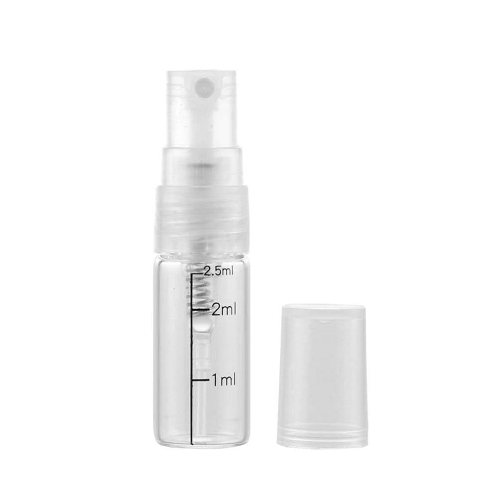 10 Pcs Clear Glass Spray Bottles with Scale,Travel Size Fragrance Perfume Aromatherapy Oil Containers,Empty Glass Samples Vials Bottles (2.5ml)