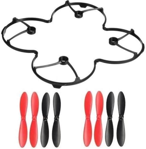 HobbyFlip Body Shield Guard w/ 2 Sets of 4 Black/ Red Propellers for Traxxas QR-1