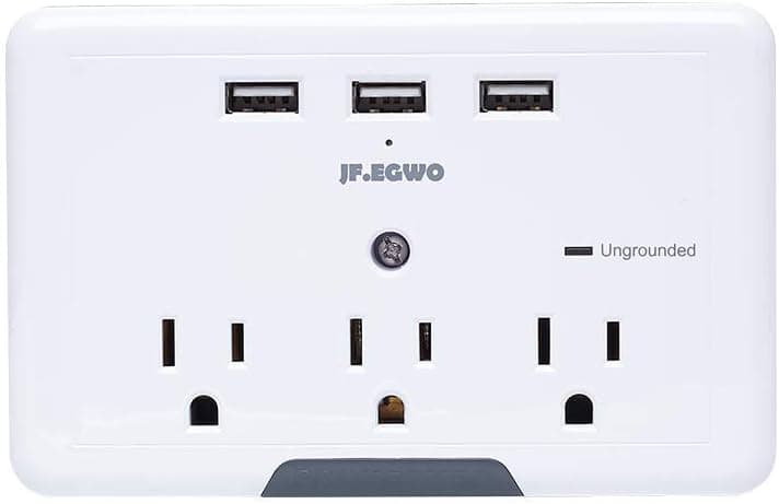 JF.EGWO USB Wall Outlet QC 3.0 Quick Charger, Quick Speed Surge Protector Wall Charger with USB, Charging Your iPad, iPhone and All Kinds of Smartphone, Small But Power Full White USB Outlet