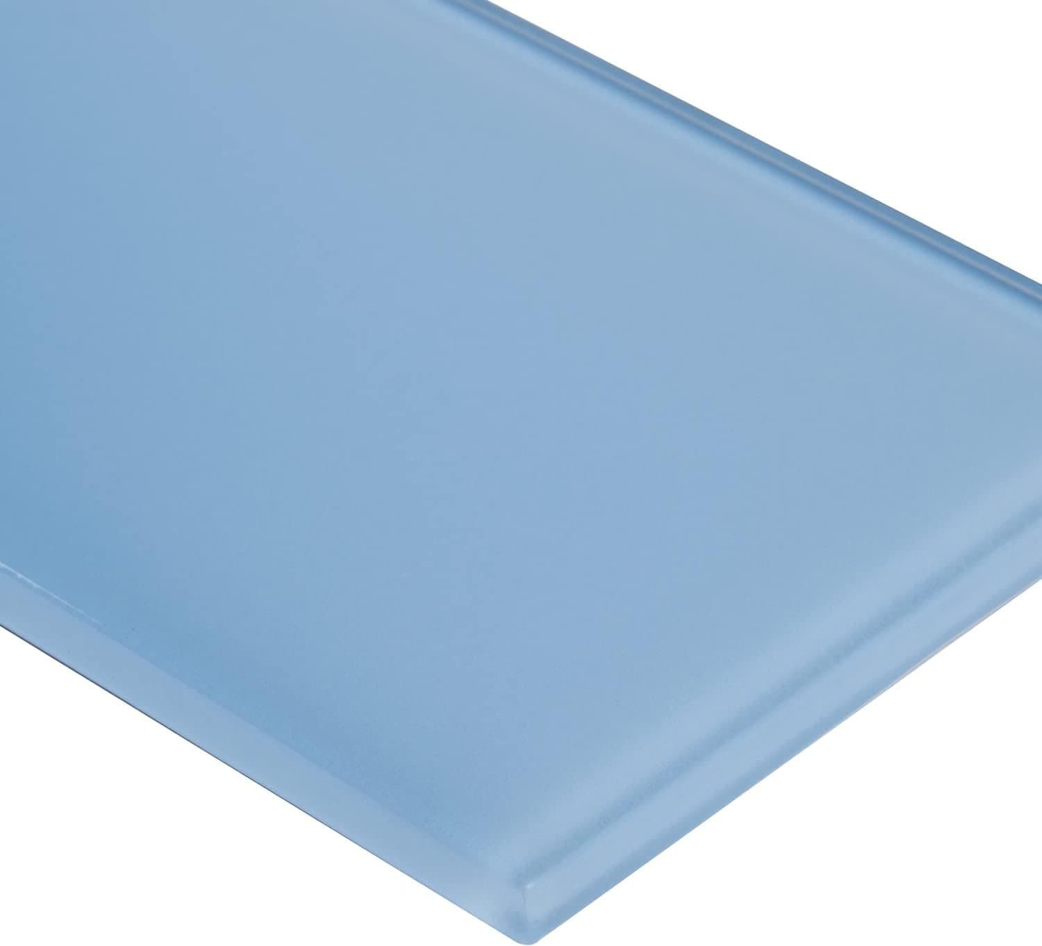 4x12 Azure Blue Glass Subway Tile for Kitchen Backsplash, Wall Tile for Bathroom, Shower Wall Tile, Accent Wall (Box of 5 sq.ft)