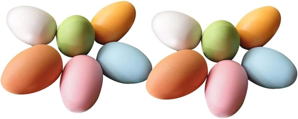 SEWACC 12pcs Easter Egg Ornament Plastic Chicken Fake Egg Decorating Egg Ball Toys for Easter Party Decoration Kids DIY Crafts Bag Filler Random
