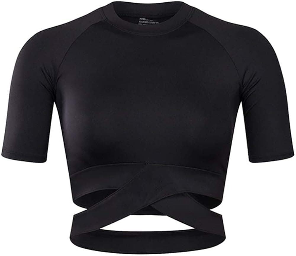 Specific Heart Women's Yoga Gym Crop Top Compression Workout Athletic Short Sleeve Shirt