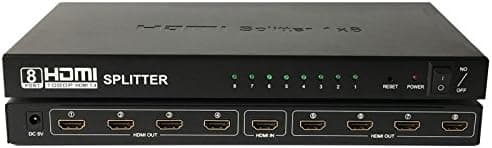 HDMI Splitter 1 in 8 Out Movcle Amplifier Repeater Full HD 1080P 1X8 Port Box Hub with US Adapter v1.4 Powered Certified for 3D Support