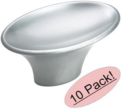 Amerock BP26129-26D Brushed Chrome Sleek Oval Cabinet Hardware Knob - 2" Length , 1" Width - 10 Pack