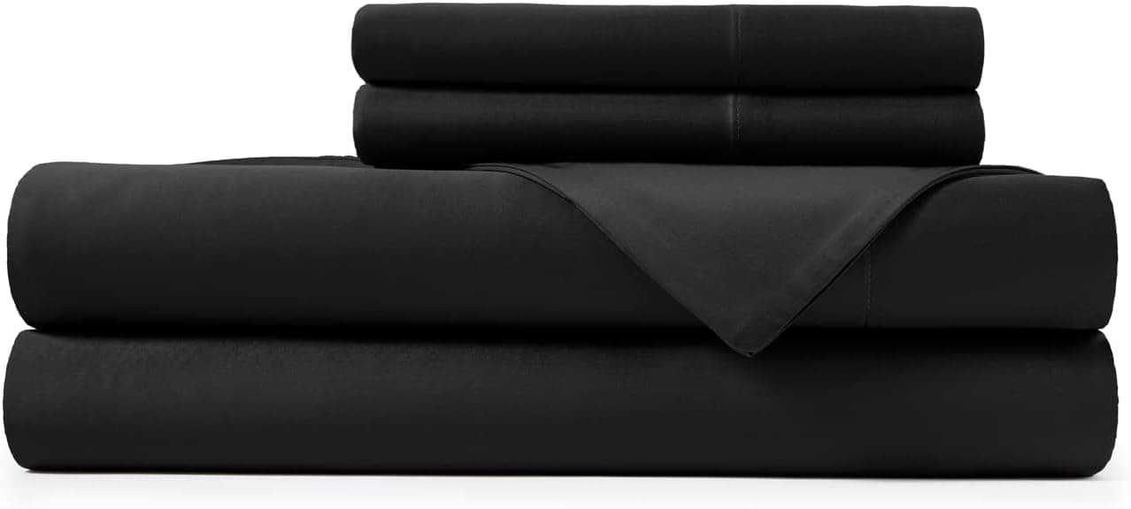 Hotel Sheets Direct 100% Viscose Derived from Bamboo Sheets Queen - Cooling Luxury Bed Sheets w Deep Pocket - Silky Soft - Black