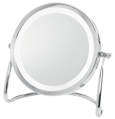 Danielle Chrome Straddled Stand Lighted Mirror 5X Mag