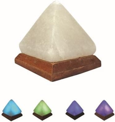Himalayan Crystal Salt USB Pyramid Shaped Lamp White With Multi Color Bulb (1.0-1.3 Lbs)