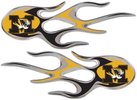 Missouri Tigers Mizzou NCAA Micro Flames Auto Decal 2 Pack for Car Truck Motorcycle Bike Mailbox Locker Sticker College Licensed Team Logo