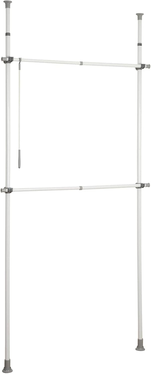 WENKO Telescopic System, Adjustable Garment White, Clothes Hanging Rack, Dimensions 4.3 x 47.2 x 118.1