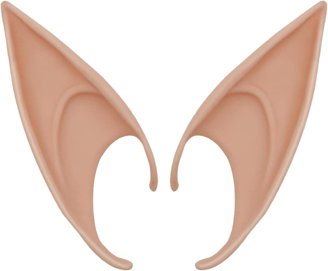 Yilistore Costume Elf Ear Cuffs, Pixie Dress Up Costume Soft Pointed Goblin Ears,Masquerade Accessories Halloween Elven Vampire Fairy Ears (Light Color, 4.8 inch)