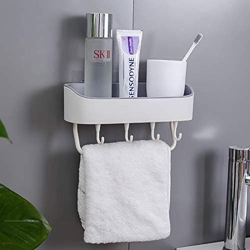Multifunctional Bathroom shelves with Strength No punching No trace Kitchen Bedroom Wall mounted Simplicity Storage box with Towel bar pothook