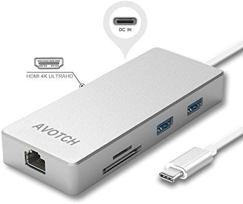 USB-C Digital AV Multi-Port Adapter, AVOTCH USB C Hub,3.1 Type C Hub with Power Delivery for Charging, HDMI 4K Output, Card Reader, 2 USB 3.0 Ports and Gigabit Ethernet