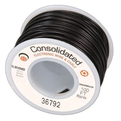 Wire Hook-up Solid 22 AWG Black 100 Feet