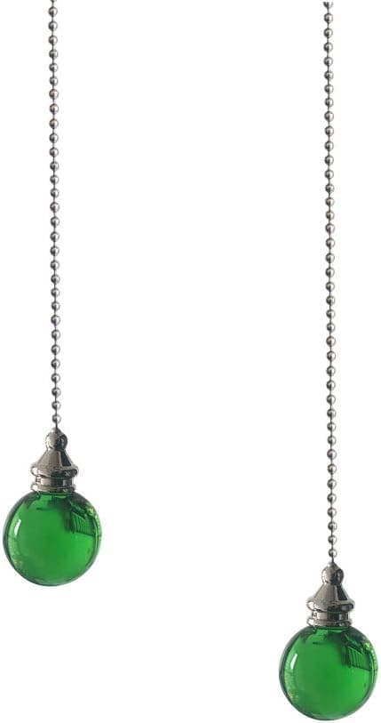 Aoyoho Ceiling Fan Light Pull Chain Extension 2 Pieces Green Ball Pendant Pull Chain Ceiling Light Fan Chain Extender with Ball Chain Connector (1.18 inch, Green)