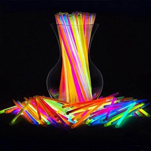 New 100 Glow Sticks Bulk [2 Colors in 1 Glow Stick] 8" Glow in The Dark Party Favors, Bracelets, Necklaces, July 4th, Christmas glowsticks, Football, Neon & Halloween Party Supplies Pack (A)