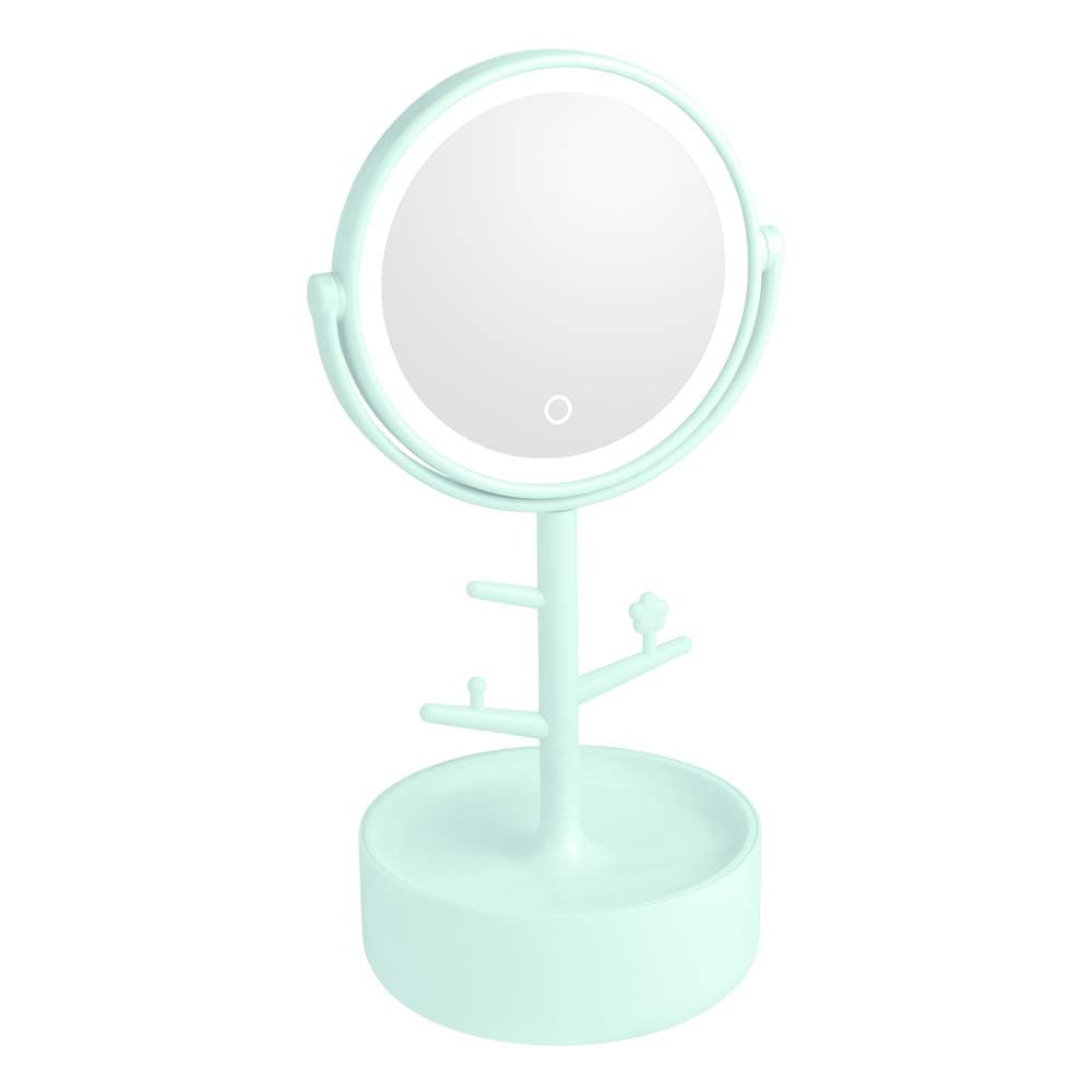Illuminate Lightup Makeup Vanity & Cosemtic Mirror for Kids & Teenage Girls, Circle Led Mirror with Touch Screen Diammable Lights, Storage Base Bottom Compartment, Battery Powered Only (not Included)