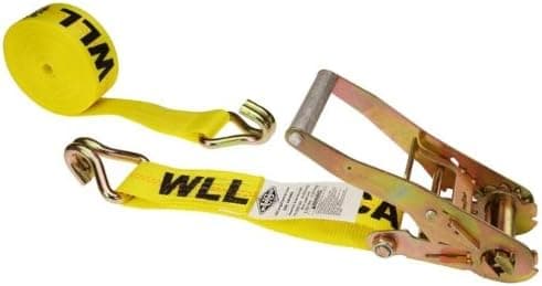 US Cargo Control Ratchet Straps, 2 Inch x 27 Foot Ratchet Straps, 2 Inch Ratchet Straps, Yellow Ratchet Straps, Tiedown Straps with Double J Hooks, Wire Hook Ratchet Strap 10 Pack