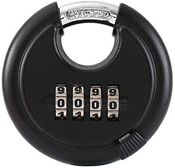 Stainless Steel Discus Padlock 4 Digit (3inch) Combination Lock Outdoor for Warehouse, Sheds, Storage Locker, Units (Black)