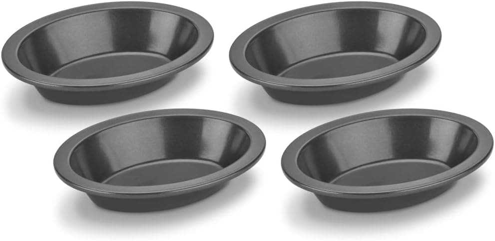 Cuisinart 4 Piece Oval Pie Dish Set Mini-Metal-Bakeware, Steel Alloy