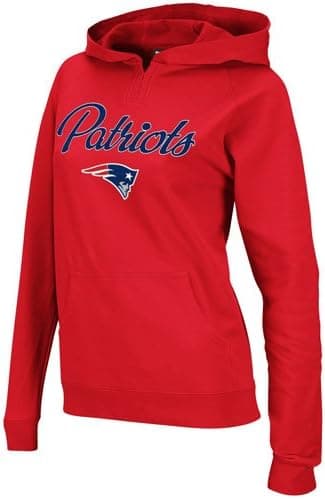 New England Patriots Womens Pullover Fan Hoodie, Red (X-Large)