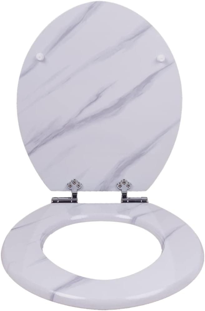 Elongated Toilet Seat, Quick Installation and Easy-Clean Wooden Soft Close Toilet Seats (17.3 x 14.9 x 2.8 inchs) (Natural Oak Veneer)