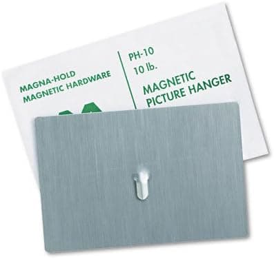 Magna Visual Products - Magna Visual - Magnetic Picture Hanger, 4 x 6, 10-lb Capacity, Steel Hook, Satin Steel Finish - Sold As 1 Each - Magnetic picture hanger with simple magnetic plate. - Attaches to metal surface to hang pictures, calendars, chart boards and much more. - Satin steel finish will not damage cabinets.