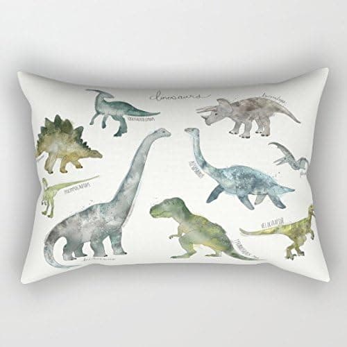 Many Cute Dinosaurs Rectangle Throw Pillow Covers Decorative 12 x 20 Throw Pillow Case for Kids Rooms Decorations