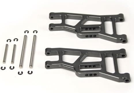 Stampede 1:10 Aluminum Alloy Front Lower Arm Hop Up Upgrade, Grey/Gun Metal by Atomik RC - Replaces Part 3631