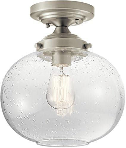 Kichler Avery 9.75" 1 Light Semi Flush with Clear Seeded Glass Brushed Nickel