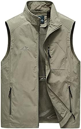 Men’s Lightweight Vest Softshell Windbreaker Vest Jacket For Golf Safari Travel Fishing Hiking
