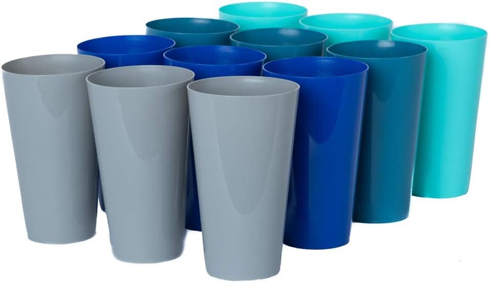 Klickpick Home Set Of 12 Unbreakable Plastic Tumblers 20 Ounce Capacity Premium Quality Plastic Beverage Tumblers Reusable Cups Dishwasher Safe BPAFree In 4 Coastal Colors