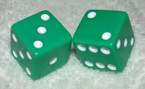 Large 3/4" Green Opaque Dice Pair
