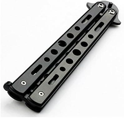 Cozyswan 1PC Stainless Steel Dull Blade Practice Balisong Butterfly Trainer Knife (Black)