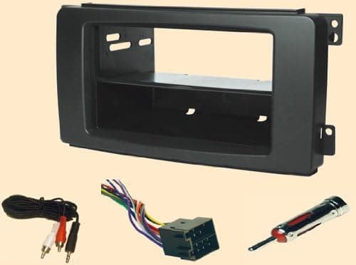 Smart Fortwo, for to, two, For2 2008 2009 2010 Double or Single din Radio installs Stereo wiring Harness, Dash Install Kit Faceplate, with FM Antenna Adaptor (Combo Complete Aftermarket Stereo Wire and Installation Kit)