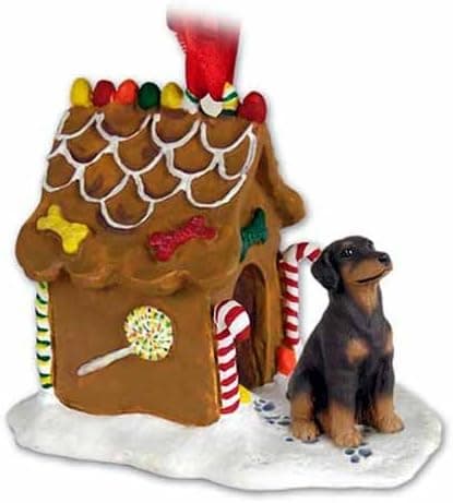 Conversation Concepts Doberman Pinscher Gingerbread House Christmas Ornament Red Uncropped - Delightful!