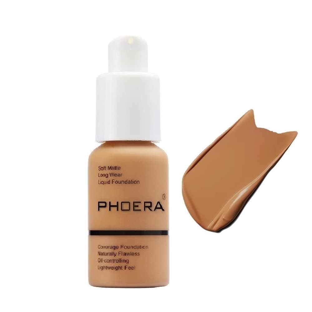 PHOERA Foundation,Flawless Soft Matte Oil Control Liquid Foundation Durable Waterproof 24 HR Best Cover up Full Coverage Face Makeup. (106#Warm Sun)
