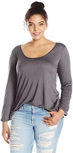 Star Vixen Women's Plus Size Long Sleeve Scoop Neck Tee