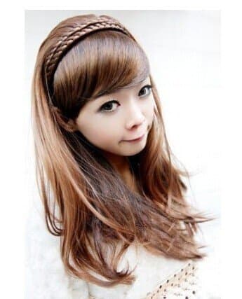 Women Fashion Hot Synthetic Curly/wavy Hair Extensions with Braid Headband Light Brown